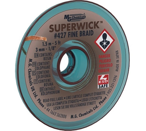 MG Chemicals 427 Super Wick #5 Brown .125" Desoldering Braid (5ft)