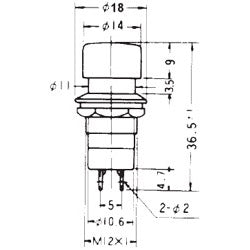 Mode 44-492-0 Push Button Switch, SPST Off-(On) N/O Momentary, 3A@125VAC, 12mm Hole, Black Button, Solder Terminals