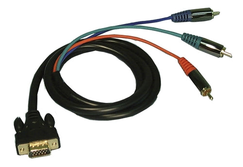 Philmore 45-5312 Shielded RGB Video Cable, 15 Pin High Density (VGA) Male to 3 RCA Male, Gold Plated, 12' Length