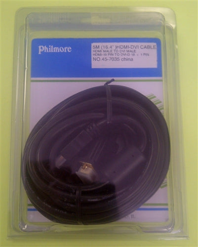 Philmore 45-7035 HDMI Male to DVI-D Male Cable, 16' Length