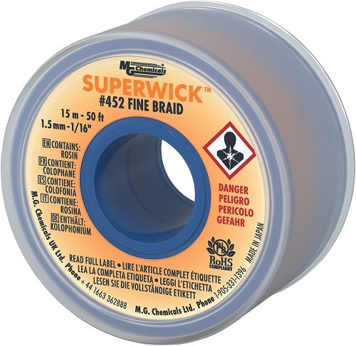 MG Chemicals 452 Super Wick #2 Yellow .050" Desoldering Braid (50ft)