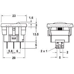 Mode 46-102-1 Round Rocker Switch SPST On-Off, 5A@125VAC / 3A@250VAC, Black with Red LED, Solder Terminals