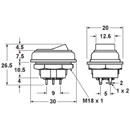 Mode 46-170-1 Round Hole Rocker Switch SPST On-Off, 6A@125VAC, White Button, 18mm Mounting Hole, Solder Terminals