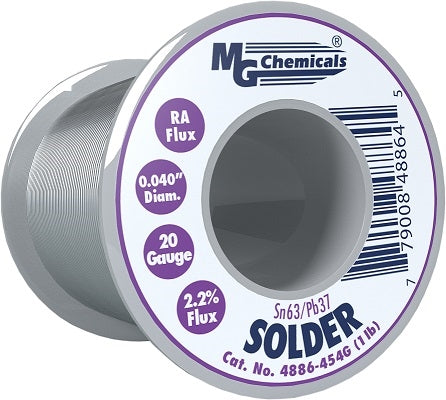 MG Chemicals 4886-454G Solder 20AWG Rosin Activated .04" 1mm 1LB 63/37