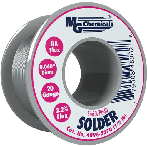 MG Chemicals 4896-227G RA Solder Wire SN60/PB40 Spool 1.01mm (0.040 in) 227 G (0.5 LB) 19AWG