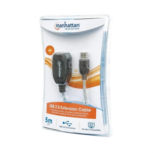 Manhattan 519779 Hi-Speed USB 2.0 Active Extension Cable, Daisy-Chainable, A-Male to A-Female, 5M (16 Ft.)