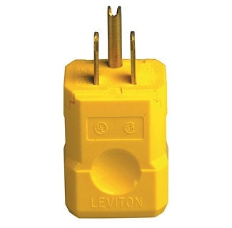 Leviton 5256-VY 2 Pole 3 Wire Industrial Grade AC Male Plug, 15A-125V, NEMA 5-15P, Yellow