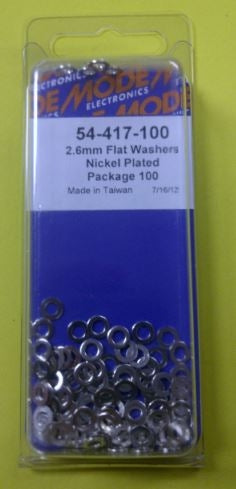 Mode 54-417-100 2.6mm Nickel Plated Flat Washers (Metric) 100/Pack