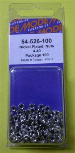 Mode 54-526-100 #4 Nickel Plated Nuts (Unc) 100/Pack