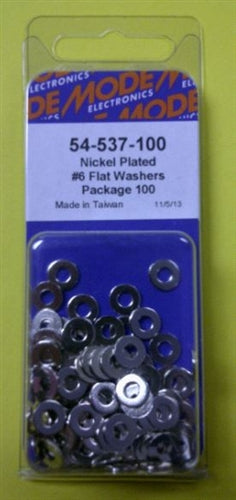 Mode 54-537-100 #6 Nickel Plated Flat Washers (Unc) 100/Pack