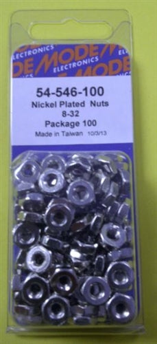 Mode 54-546-100 #8 Nickel Plated Nuts (Unc) 100/Pack