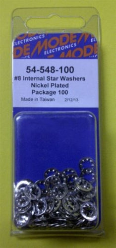 Mode 54-548-100 #8 Nickel Plated Internal Star Lockwasher (Unc) 100/Pack