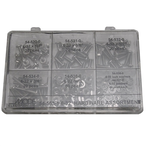 Mode 54-563-1 6-32 Hardware Assortment, 220 Piece Kit, Includes Bolts, Nuts, Flat Washers and Lock Washers