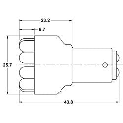 Mode 55-257R-0 Red LED Cluster, Single Contact Replacement Lamp/Bulb, 12VDC 7500MCD 15mm Bayonet Base