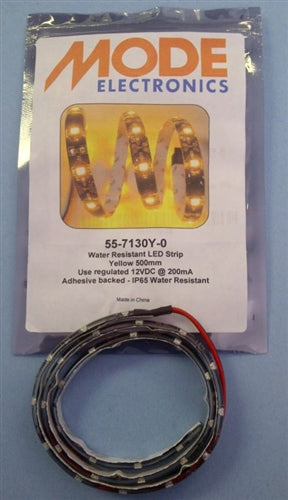 Mode 55-7130Y-0 Yellow Outdoor LED Strip (0.5M), Input Voltage Required: 12VDC Regulated