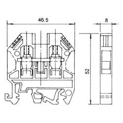 Mode 58-402-0 DIN Rail Mount Terminal Block 40A/600VAC, Suitable for Wire 8AWG to 22AWG