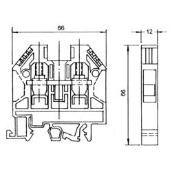 Mode 58-406-0 DIN Rail Mount Terminal Block 75A/600VAC, Suitable for Wire 6AWG to 16AWG