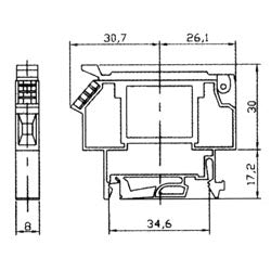 Mode 58-412-0 DIN Rail Mount Fuse Terminal, for 5mm x 20mm Fuses