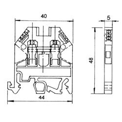 Mode 58-425-0 DIN Rail Mount Terminal Block 20A/600VAC, Suitable for Wire 24AWG to 12AWG