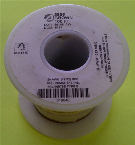 Alpha 20AWG Teflon Brown Hookup Wire (100 Feet) 5856-100BRN (-60C - 200C)