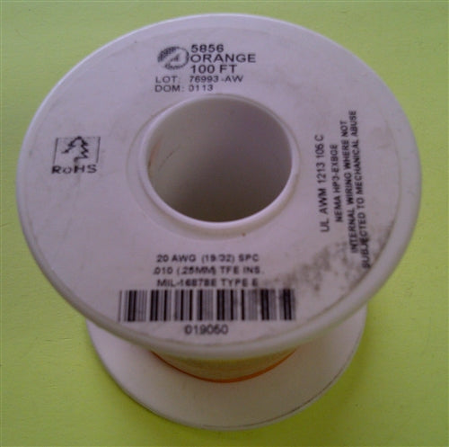 Alpha 20AWG Teflon Orange Hookup Wire (100 Feet) 5856-100ORG (-60C to 200C)