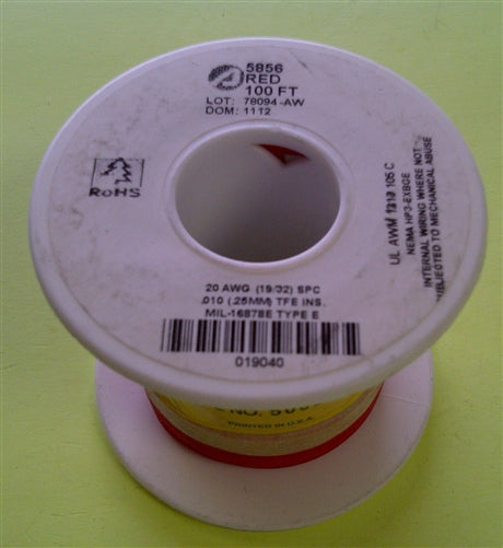 Alpha 20AWG Teflon Red Hookup Wire (100 Feet) 5856-100RED (-60C - 200C)