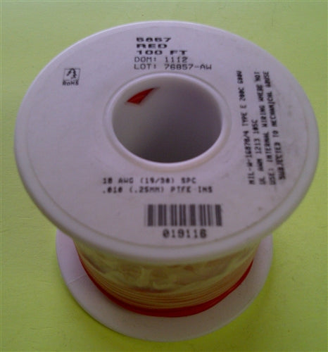 Alpha 18AWG Teflon Red Hookup Wire (100 Feet) 5857-100RED (-60C - 200C)