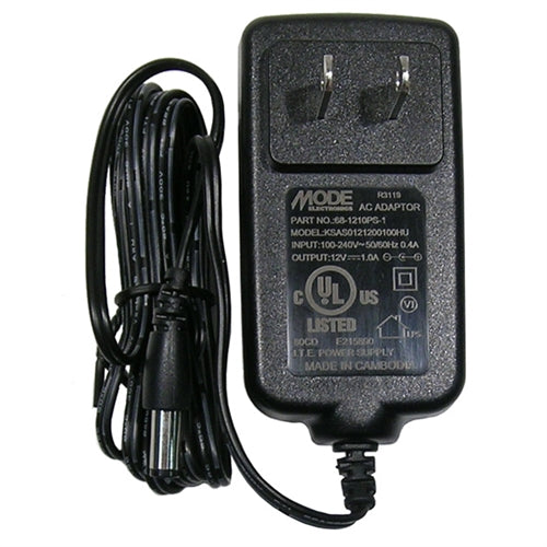 Mode 68-1210PS-1 Power Supply 12VDC 1AMP (Ctr+) Wall Mount Adapter, Regulated, Input 90-240VAC 50/60Hz, 2.1mm Plug