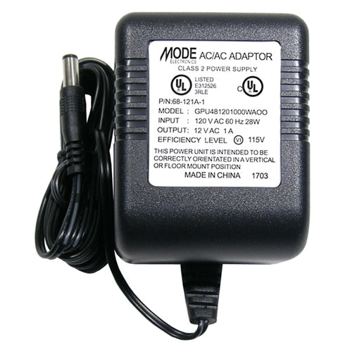 Mode 68-121A-1 Power Supply 12VAC 1AMP Wall Mount Adapter, 2.1mm Plug, CSA