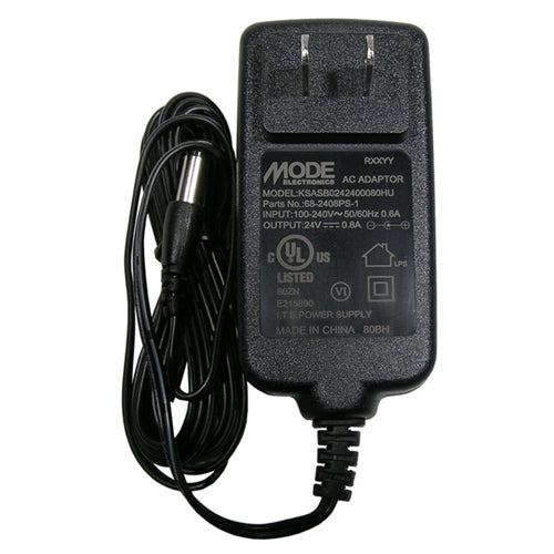 Mode 68-2408PS-1 Power Supply 24VDC 800mA (Ctr+) Wall Mount Adapter, 2.1mm Plug, Regulated / Switching