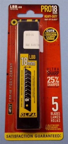 OLFA 683-31 18mm Ultra-Sharp Black Snap Knife Blade, 5/Pack (LBB-5B, #1072195)