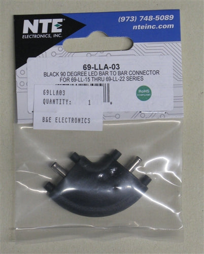 NTE 90 Degree LED Bar to Bar Connector Black 69LLA03