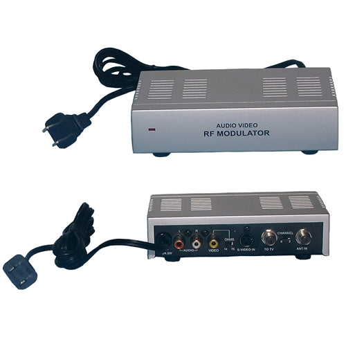 Philmore 70-3009 RF Modulator, 3 RCA A/V Inputs + Antenna & S-Video Input, Antenna F Type Output to TV