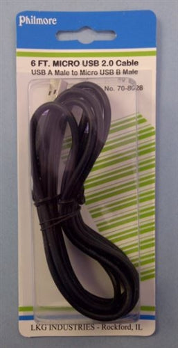 Philmore 70-8028 USB a Male to Micro USB B Male, 6' Cable
