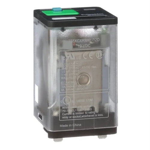 Schneider 788XCXRM4L-12D Relay 12VDC 3PDT 11 Pin, 10A@277VAC/30VDC, with Test Button & LED, cUL/CSA