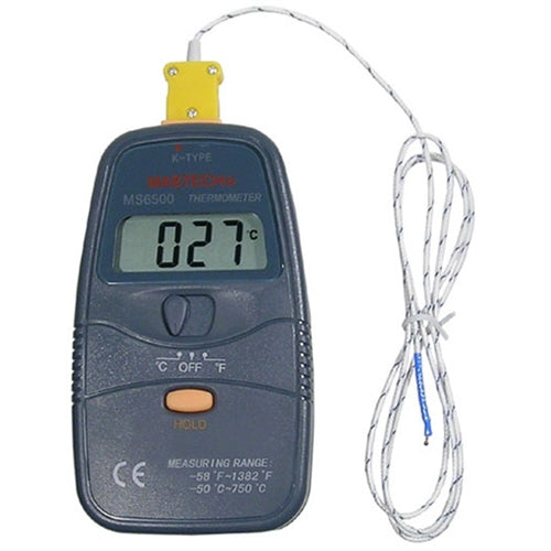 Mode 81-040-1 Digital Thermometer, Measuring Temperature Range: -50C to 750C, with Holster, Clip Leads & Battery