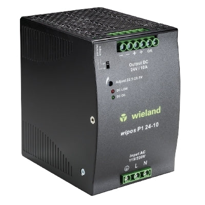 Wieland 81.000.6140.0 Wipos P1 24-10 24VDC 10AMP DIN Rail Mount Switching Power Supply