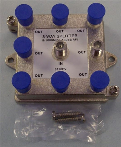 Philmore 8120PV High "Q" 8 Way CATV Splitter, 5MHz to 1GHz, F Type Ports with Weather Cap