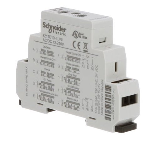 Schneider 821TD10H-UNI Timer 12-240VAC/DC SPDT 15A/250VAC DIN Mount
