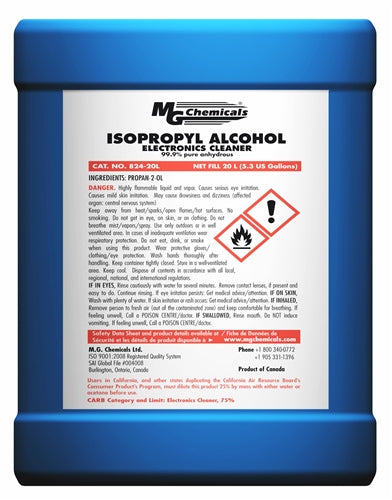 MG Chemicals 824-20L 99.9% Pure Anhydrous Isopropanol, 20 Litre Pail *DANGEROUS GOODS*