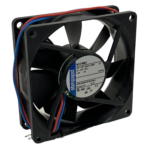 ebm-papst 8412NMLE 12VDC Ball Bearing Fan 80mm x 80mm x 25mm 26.5CFM 21dB 0.62W 0.05A 2050RPM 2 Wire