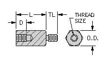 Keystone 8414 6-32 Male-Female Threaded Aluminum Hex Standoff / Spacer L: 1/2" Johnson Part# 313-7487-016