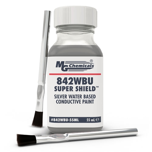 MG Chemicals 842WBU-55ML Silver EMI Conductive Paint, 1-PART Water-Based Coating with Silver Flake