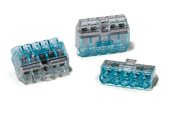 Hellermann Tyton 148-90051 HelaCon Plus Mini, Push-In Style Wire Connector, Double Spring, 5-Port, (Piece), Blue, 300/pkg