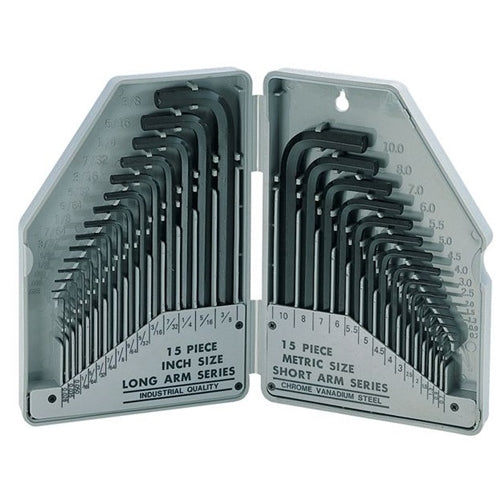 Proskit 900-038 30-Piece Hexagon Key / Allen Wrench Set, Us (15-Piece) & Metric (15-Piece)
