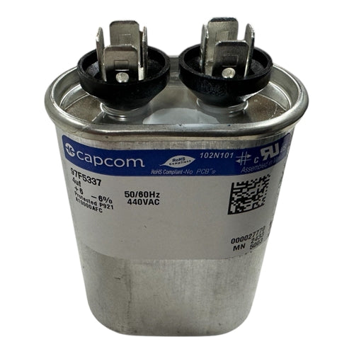 Capcom Genteq 97F5337 Motor Run Capacitor 4uF 440VAC Oval ** Rated for Continuous/100% Duty Cycle **
