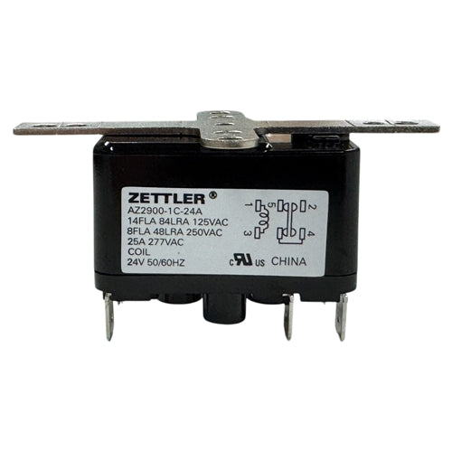 Zettler AZ2900-1C-24A 25A SPDT (1 Form C) 24VAC Chassis Mount Relay, .250" Quick Connects, 25A@277VAC Max