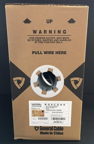 General Cable C5886WHT RG6/U 75 Ohm 18AWG Solid Foil/Braid Shield Carol Brand, White (305M = Full Roll)