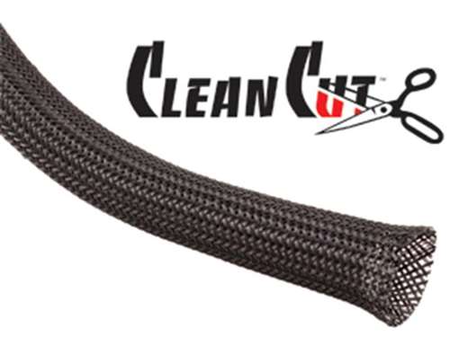 Techflex CCP0.13 Clean Cut 1/8" Black Fray-Resistant Expandable PET Braided Sleeving (305M = Full Roll)
