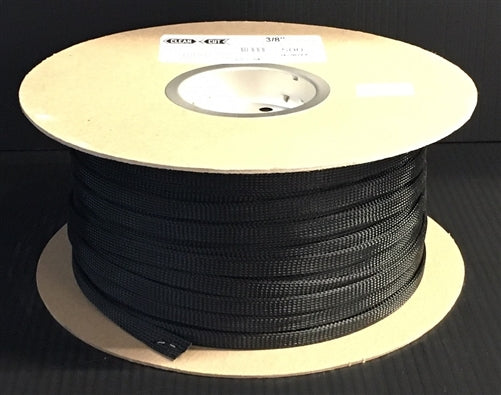 Techflex CCP0.38 Clean Cut 3/8" Black Fray-Resistant Expandable PET Braided Sleeving (152M = Full Roll)